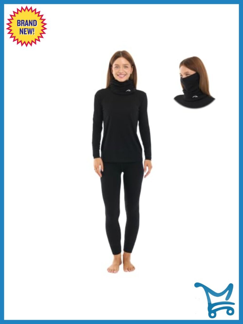 Merino Wool Base Layer Set Women Thermal Underwear Neck Gaiter